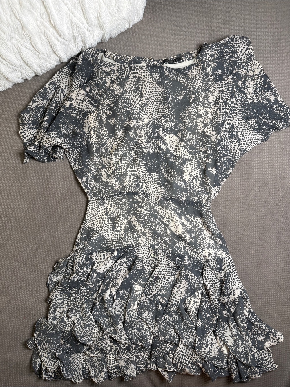 Rachel Zoe Snake Printed Ruffle Mini Dress